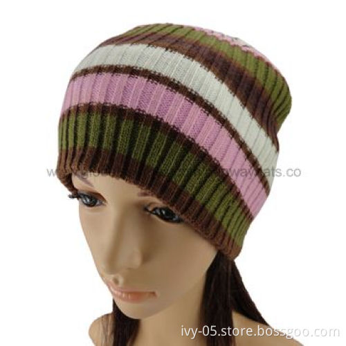 Fashionable Winter Sports Acrylic Knitted Cap with Stripe PatternNew